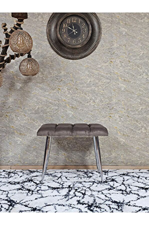 Krom Sivriltme Ayaklı 60 cm Puf Bench - Puf - Bench - Oturak - Mutfak Oturağı - Antre Oturağı Kahverengi Renk 60 x 40 Boyut/Ebat