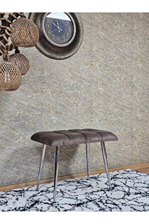 Krom Sivriltme Ayaklı 60 cm Puf Bench - Puf - Bench - Oturak - Mutfak Oturağı - Antre Oturağı Kahverengi Renk 60 x 40 Boyut/Ebat