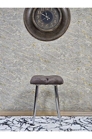 Kare Krom Kaplama Konik Ayaklı Tabure - Oturak - Bar Taburesi - Ayaklı Tabure Kahverengi Renk 48 x 33 Boyut/Ebat