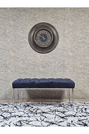 Krom Tel Ayaklı 90 cm Puf Bench - Puf - Bench - Kasalı Oturak - Oturak - Yatak Ucu Puf Füme Renk 90 x 40 Boyut/Ebat