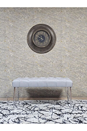 Krom Tel Ayaklı 90 cm Puf Bench - Puf - Bench - Kasalı Oturak - Oturak - Yatak Ucu Puf Gri Renk 90 x 40 Boyut/Ebat