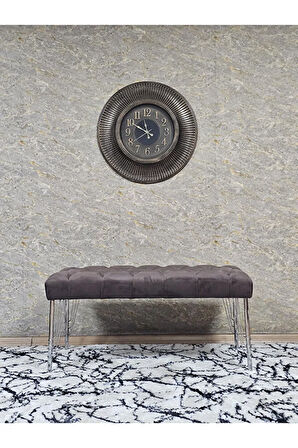 Krom Tel Ayaklı 90 cm Puf Bench - Puf - Bench - Kasalı Oturak - Oturak - Yatak Ucu Puf Kahverengi Renk 90 x 40 Boyut/Ebat