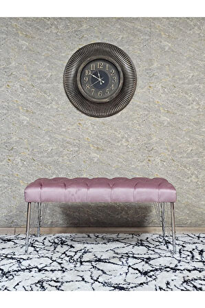 Krom Tel Ayaklı 90 cm Puf Bench - Puf - Bench - Kasalı Oturak - Oturak - Yatak Ucu Puf Pembe Renk 90 x 40 Boyut/Ebat
