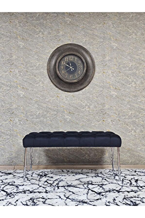 Krom Tel Ayaklı 90 cm Puf Bench - Puf - Bench - Kasalı Oturak - Oturak - Yatak Ucu Puf Siyah Renk 90 x 40 Boyut/Ebat