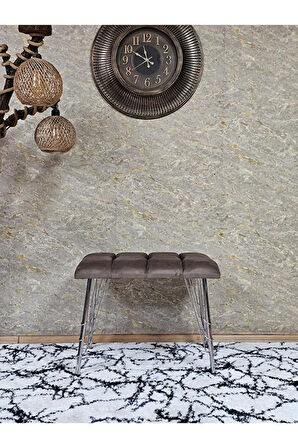 Metal Krom Tel Ayaklı 60 cm Puf Bench - Puf - Bench - Oturak - Mutfak Oturağı - Antre Oturağı Kahverengi Renk 60 x 40 Boyut/Ebat