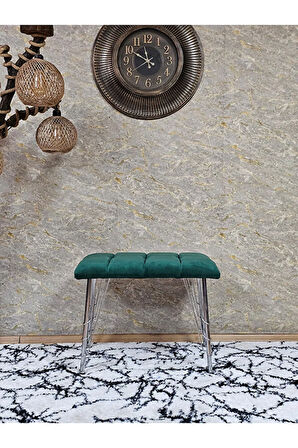 Metal Krom Tel Ayaklı 60 cm Puf Bench - Puf - Bench - Oturak - Mutfak Oturağı - Antre Oturağı Yeşil Renk 60 x 40 Boyut/Ebat