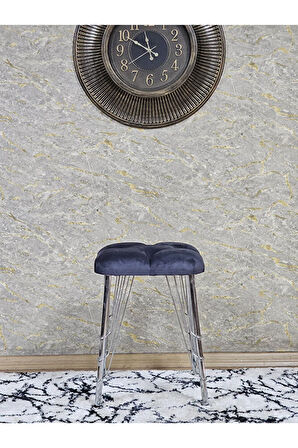 Kare Krom Kaplama Telli Ayaklı Tabure - Oturak - Bar Taburesi - Ayaklı Tabure Füme Renk 48 x 33 Boyut/Ebat