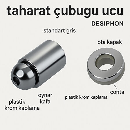 Taharet Çubuğu Uyumlu Plastik Krom Uç – Dayanıklı, Şık ve Kolay Montajlı Parça