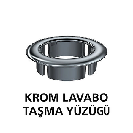 Parlak Krom Görünümlü Lavabo Taşma Yüzüğü - Dayanıklı Metal Evye Taşma Halkası 1 Adet