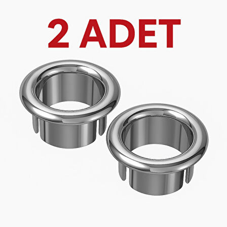Parlak Krom Görünümlü Lavabo Taşma Yüzüğü - Dayanıklı Metal Evye Taşma Halkası 2 Adet