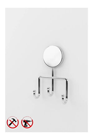 Krom Üçlü Kancalı Askılık Banyo ve Mutfak Askısı İster Yapıştır İster Montajla