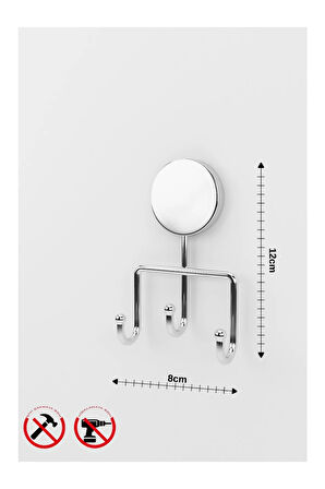 Krom Üçlü Kancalı Askılık Banyo ve Mutfak Askısı İster Yapıştır İster Montajla