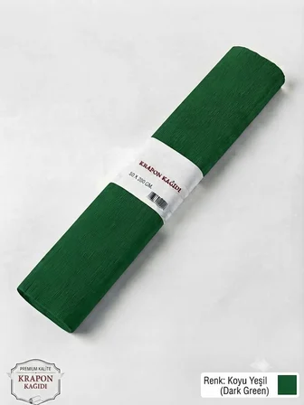 Premium Zümrüt Yeşili Krapon Süsleme Kağıdı 50x200 cm 60 gr | Parti, Organizasyon ve Okul Etkinlikleri İçin (1 Adet)