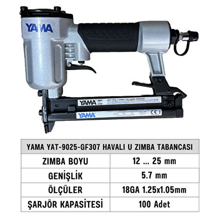 YAMA YAT-9025-GF307 Havalı U Zımba Tabancası 12-25 mm