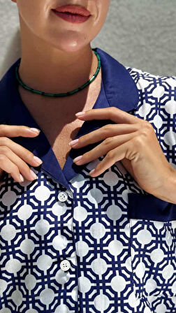 Saten Kısa Kollu Pijama Takımı(Çanta Hediyeli)