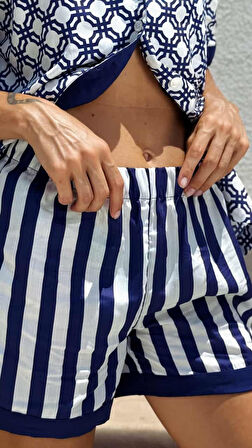 Saten Kısa Kollu Pijama Takımı(Çanta Hediyeli)