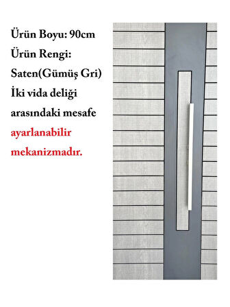 Homdep Çelik Kapı Çekme Kolu Tutma Kolu Kare Model Renk Saten (Gümüş Gri) 90cm