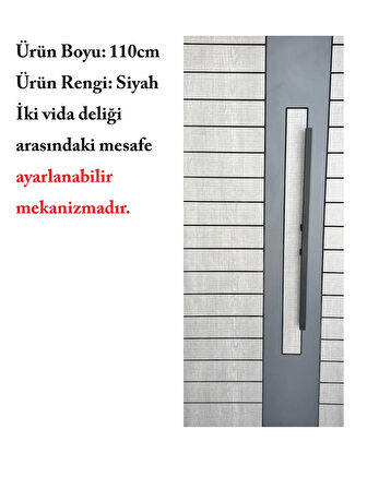 Çelik Kapı Çekme Kolu Tutma Kolu Kare Model Renk Siyah 110cm