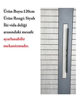 Homdep Çelik Kapı Çekme Kolu Tutma Kolu Kare Model Renk Siyah 120cm