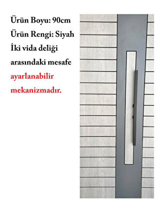 Homdep Çelik Kapı Çekme Kolu Tutma Kolu Kare Model Renk Siyah 90cm