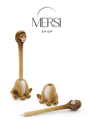 Aslan Figürlü Polyester Tükenmez Kalem (Standlı)