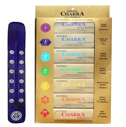 Natural Yedi Chakra Collection Set İ + Ahşap Tütsü Kayık