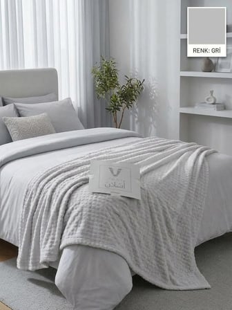 Aslan Bubble Desen / Mevsimlik / Hafif / Lüx / Modern / Çift Kişilik Battaniye