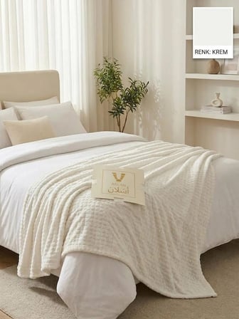 Aslan Bubble Desen / Mevsimlik / Hafif / Lüx / Modern / Çift Kişilik Battaniye