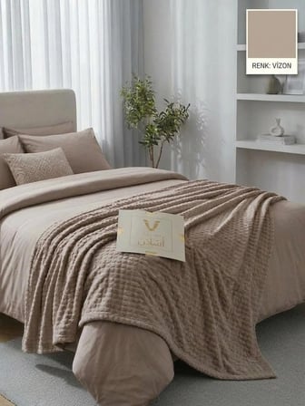 Aslan Bubble Desen / Mevsimlik / Hafif / Lüx / Modern / Çift Kişilik Battaniye