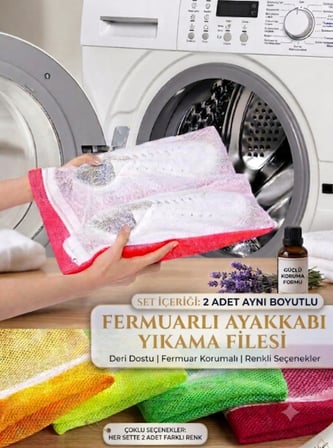 2 li Fermuarlı Ayakkabı Ve Çamaşır Yıkama Filesi - Deformasyon Önleyici Hassas Yıkama Torbası