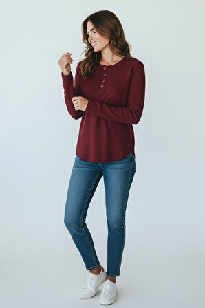 KADIN YAKA DÜME DETAYLI MEVSİMLİK BLUZ