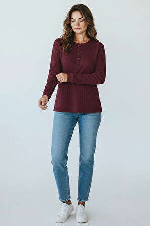 KADIN YAKA DÜME DETAYLI MEVSİMLİK BLUZ