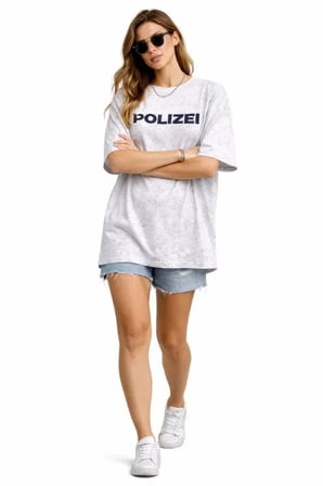 the kethen Asit Yıkamalı Oversize Tişört ön Ve Arkası Baskılı %100 Pamuk Street Style T-Shirt - Beyaz