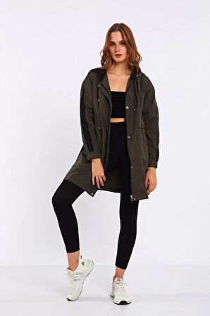 Micro Haki Midi Yağmurluk & Rüzgarlık