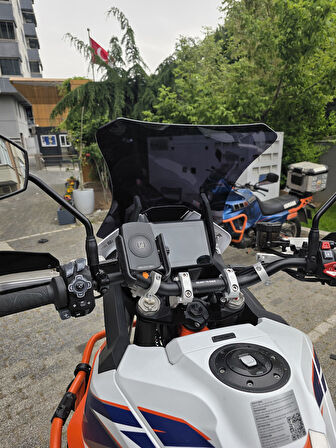 MOTOCAM KTM 1290 Super Adventure Siperlik Ön Cam 2017-2024 Model 41cm Siyah Renkli
