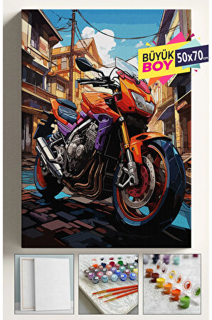 Sayılarla Boyama Seti Numaralı Tuval Fırça Boya Dahil Kasnaklı Set 50x70 Cm - KTMOTOR