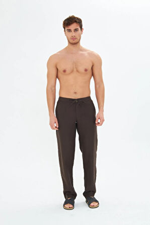 Erkek Keten Pantolon Kahve