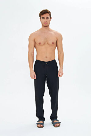 Erkek Keten Pantolon Siyah