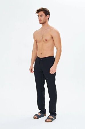 Erkek Keten Pantolon Siyah