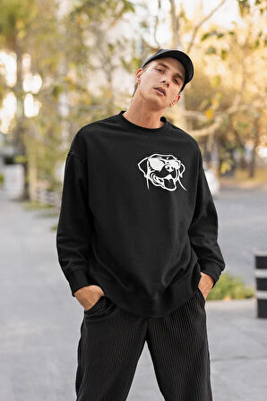 Minimalist Köpek Baskılı Unisex Oversize Dog Sweatshirt
