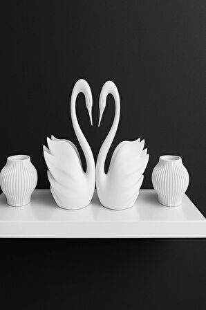 Woodenfy Dekoratif Kuğu Mumluk Seti