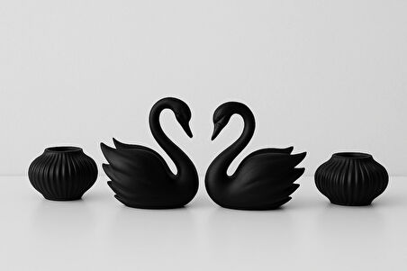 Woodenfy Dekoratif Kuğu Mumluk Seti