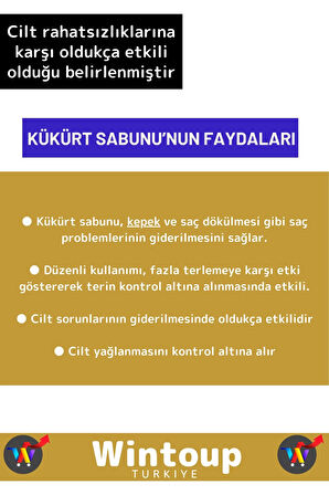 Doğal %100 Saf Özel Üretim Saç Cilt Vücut Kullanım Temizleyici Etkili Kükürt Sabunu 3 Adet