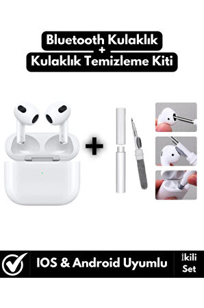 Tüm Akıllı Telefonlarla Uyumlu Bluetooth V5 Kulak İçi Kulaklık+Kulaklık Temizleme Kiti İkili Set