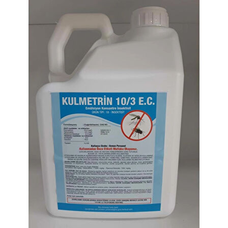 Kulmetrin 10/3 EC 5 L – Profesyonel Kokulu Genel Haşere İlacı | Sivrisinek, Hamam Böceği, Karasinek, Pire, Akrep, Karınca & Tüm Haşerelere Karşı