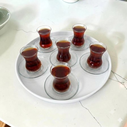 Tepsi Metal Çay Tepsisi Krem Renk Kahve Tepsisi Sunum 37 Cm Orta Boy Tepsi