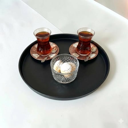 Tepsi Seti  50-37-30 cm- Metal Çay Tepsisi Kahve Tepsisi Sunum Kahvaltı 3'lü Tepsi Seti