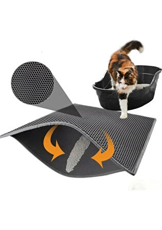 Bak Gel Al Kedi Tuvalet Önü Kum Toplayıcı Temizleyici Elekli Gri Paspas