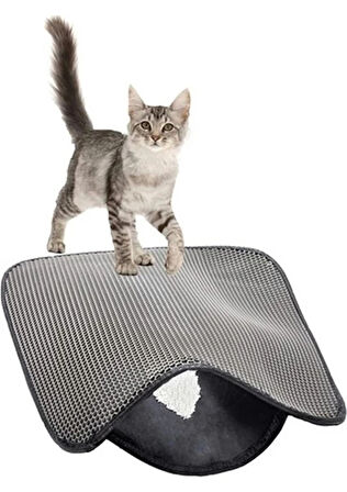 Bak Gel Al Kedi Tuvalet Önü Kum Toplayıcı Temizleyici Elekli Gri Paspas