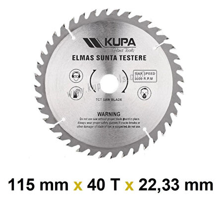 Kupa Ahşap Sunta Elmas Testere 115 mm X 40T X 22,23 mm.